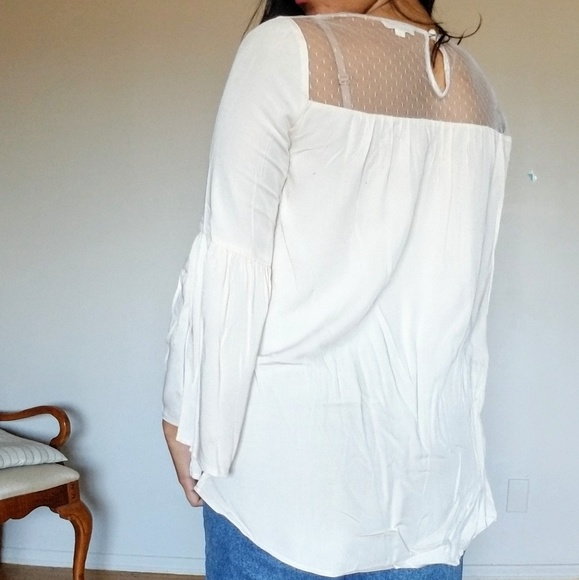 🏷CLEARANCE BOHO CREAM EMBROIDERED TUNIC TOP - Picture 3 of 5